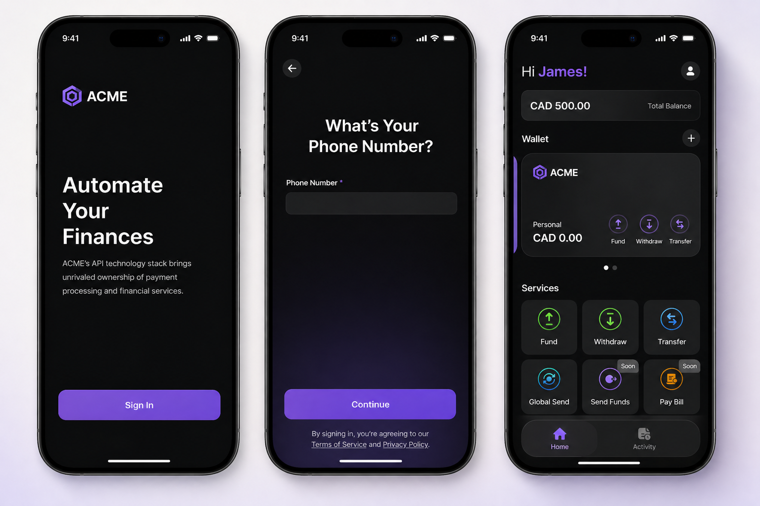 cPortal — B2B2C whitelabel web-app for VoPay's lenders, with wallets, Global Send, Bill Pay, and Gift Cards